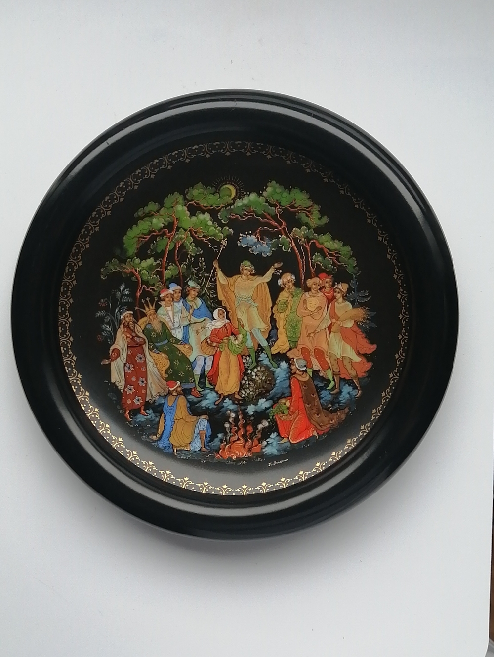 USSR 1990 Palekh Vintage Collector's Plate Russian Legends Series (#10) Wall Art